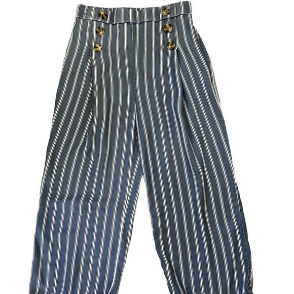 Appraisal Striped Wide Leg Cropped Pull On Pants - Picture 6 of 6